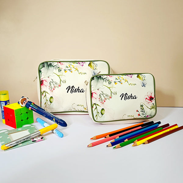 Floral Personalized Kids 2 in 1 Pouch