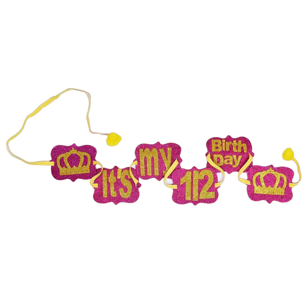 Happy Half Birthday Bunting - Pink and Gold