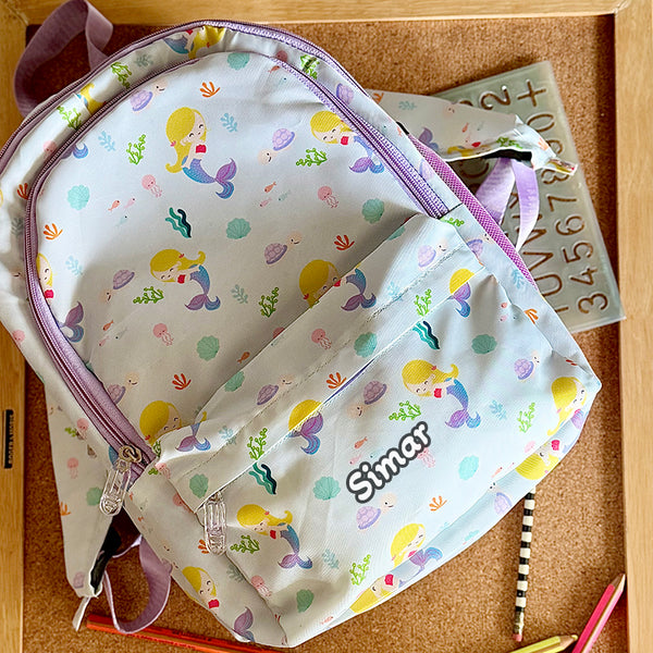 Customized Mermaid Printed Kids Backpack