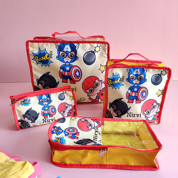 Superhero Personalized Kids Travel Pouch Combo